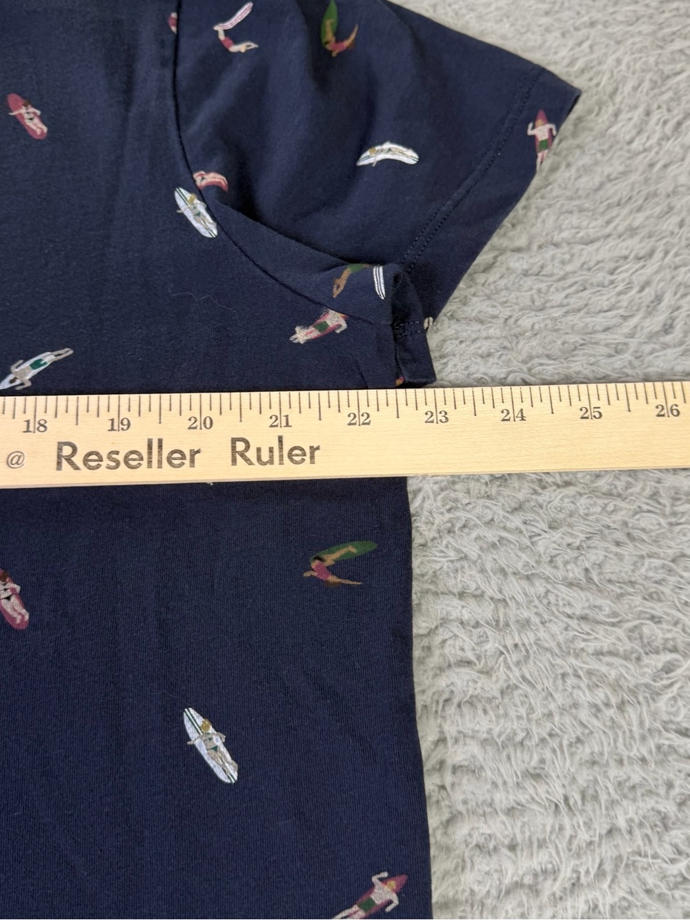 Roots Shirt Womens XL Navy Blue Surfing Theme Print Short Sleeve Cotton Preppy - Picture 6 of 11